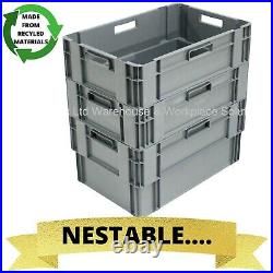 VGC Used 5 x Heavy Duty Plastic Storage Box Boxes Stackable Nestable 60L & 70L