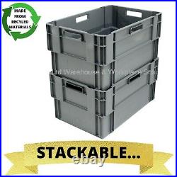 VGC Used 5 x Heavy Duty Plastic Storage Box Boxes Stackable Nestable 60L & 70L