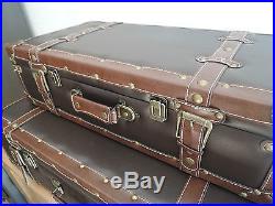 Vintage Leather Look Decorative Storage Suitcases X2 One Large One Small
