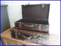 Vintage Leather Look Decorative Storage Suitcases X2 One Large One Small