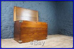 Very Large Campaign Style Oak Chest / Trunk / Blanket / Toy Box Great Storage