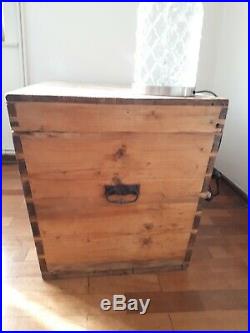 Very Large Old Antique Wooden Chest, Blanket Box, Trunk, Coffee Table, Storage