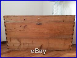 Very Large Old Antique Wooden Chest, Blanket Box, Trunk, Coffee Table, Storage