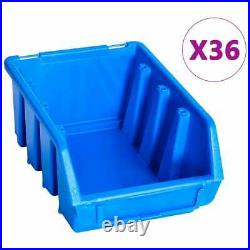 VidaXL 96 Piece Storage Bin Kit with Wall Panels Blue Tool Case Tool Organiser