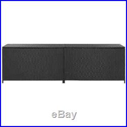 VidaXL Garden Storage Box Poly Rattan Black 200cm Chest Blanket Box Bench