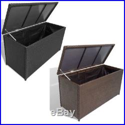VidaXL Outdoor Garden Storage Utility Chest Case Shed Poly Rattan Black/Brown