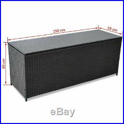 VidaXL Storage Box Poly Rattan Black 150x50x60cm Outdoor Utility Chest Case
