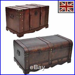 VidaXL Vintage Large Wooden Treasure Chest Storage Trunk Box Brown/Mocha Brown
