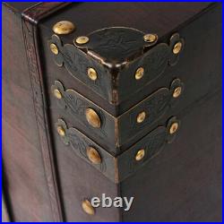 Vintage Chest Wood Treasure Brown Storage Cabinet Box Trunk Treasure Blanket Toy