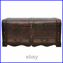 Vintage Coffee Table Furniture Wooden Storage Treasure Chest Large Trunk Box New