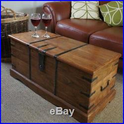 Vintage Coffee Table Furniture Wooden Storage Treasure Chest Large Trunk Box New