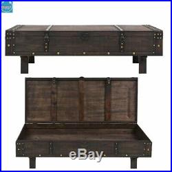 Vintage Coffee Table Large Chest Trunk Storage Box Solid Wooden Side/End Tables