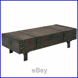 Vintage Coffee Table Large Chest Trunk Storage Box Solid Wooden Side/End Tables