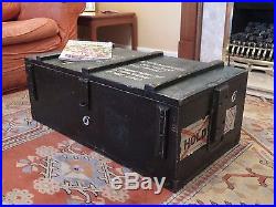 Vintage Industrial Old Large Black Wooden Captain Chest Trunk Storage Box. #4512