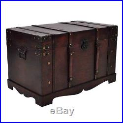 Vintage Large Chest Wooden Treasure Box Trunk Storage Table Brown Wood Furniture