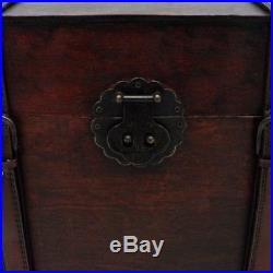 Vintage Large Chest Wooden Treasure Storage Box Trunk Compartment Brown Wood New