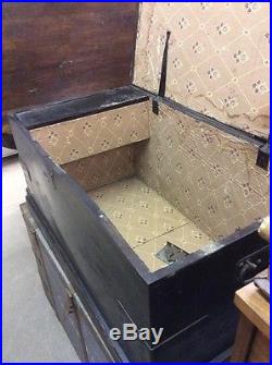 Vintage Large Elm Wood Treasure Storage Blanket Box Trunk Furniture Ti2428