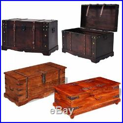 Vintage Large Reclaimed Wooden Storage Chest Blanket Box Trunk Brown Multicolour