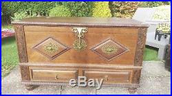 Vintage Large Wooden Blanket box Treasure Chest Colonial Storage Trunk storage