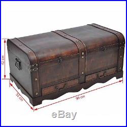 Vintage Large Wooden Treasure Box/Storage Chest Brown Coffee Table with Latch UK