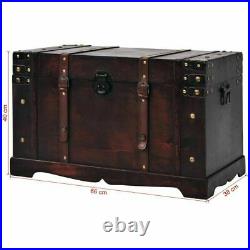 Vintage Large Wooden Treasure Chest Coffee Table Storage Trunk Pirate Box Brown