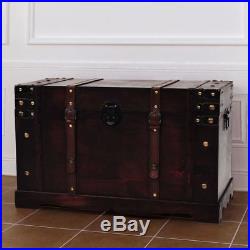 Vintage Large Wooden Treasure Chest Storage Trunk Box Living Room Coffee Table