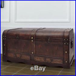Vintage Large Wooden Treasure Chest Trunk Antique Storage Box Coffee Table