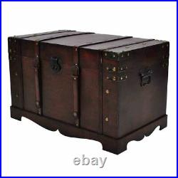 Vintage Large Wooden Treasure Storage Chest Box Trunk Furniture Wood Home Table