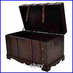 Vintage Large Wooden Treasure Storage Chest Box Trunk Furniture Wood Home Table