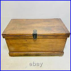 Vintage Large Wooden Trunk Blanket Box Chest With Storage