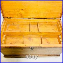 Vintage Large Wooden Trunk Blanket Box Chest With Storage