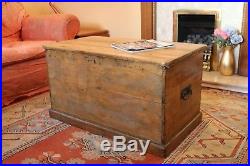 Vintage Old Industrial Large Rustic Wooden Trunk Box Storage Coffee Table #2