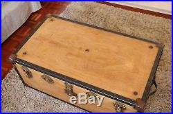 Vintage Old Industrial Large Wooden Trunk Box Storage Coffee Table. #5
