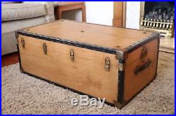 Vintage Old Industrial Large Wooden Trunk Box Storage Coffee Table. #5