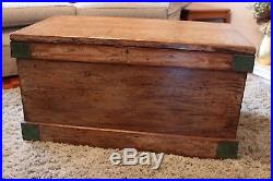 Vintage Old Large Distressed Wooden Trunk Chest Box Storage Coffee Table