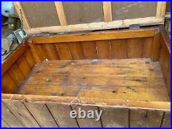 Vintage Old Natural Brown Pine Large Box Trunk Chest Storage Industrial Cabinet