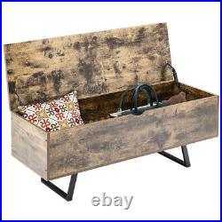 Vintage Ottoman Storage Chest Trunk Toy Box Bedding Blanket LargeWood Bench Seat