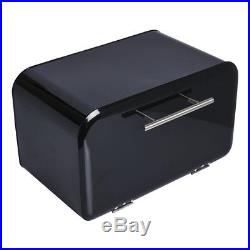 Vintage Retro Black Large Metal Container 2 Loaf Box Kitchen Bread Bin Storage