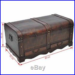Vintage Storage Chest Large Wooden Treasure Chest Hope Chest Coffee Table Brown