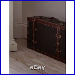 Vintage Storage Chest Trunk Suitcase Set Large Leather Antique Wood Box Home 2PC