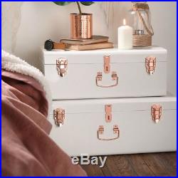 Vintage Style Storage Trunk Set Shabby Chic Bedroom Blanket Large Box Chest New