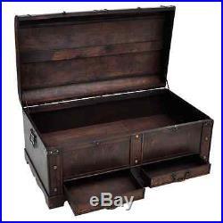 Vintage Treasure Chest Box Coffee Table Large Wooden Box Storage Brown Colour