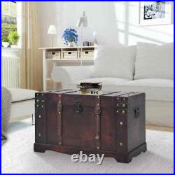 Vintage Treasure Chest Large Storage Chest Trunk Box End/Side Table Chest Wood