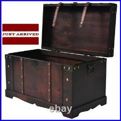 Vintage Treasure Chest Large Storage Trunk Wooden Box Table Living Room Brown