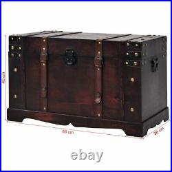 Vintage Treasure Chest Wood Storage Chest Trunk Box Coffee Table Large Brown