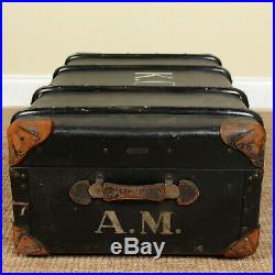 Vintage Trunk Storage Box Chest Steamer Coffee Table Large Black Suitcase