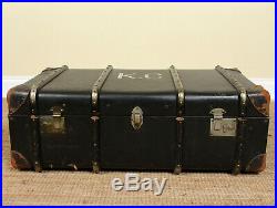 Vintage Trunk Storage Box Chest Steamer Coffee Table Large Black Suitcase