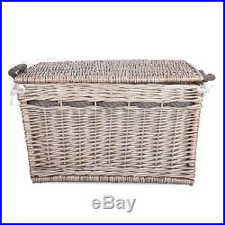 Medium Greenleaves Shabby Chic Vintage Finish Wicker Trunk Baby Nursery Toys Blanket Storage Chest Basket Box