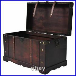 Vintage Wooden Treasure Chest Storage Cabinet Living Room Trunk Box Ample Space
