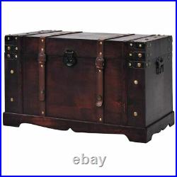 Vintage Wooden Treasure Chest Storage Cabinet Trunk Box Living Room Coffee Table